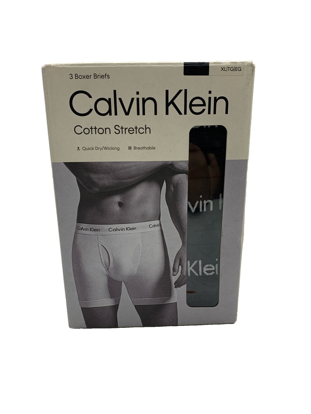 Calvin Klein Boxer Briefs Cotton Stretch Breathable XL Black Underwear - 3 PACK